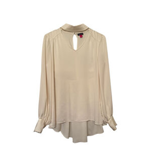 EUC Women's Vince Camuto High-low Blouse Size Small Ivory Long Sleeve
